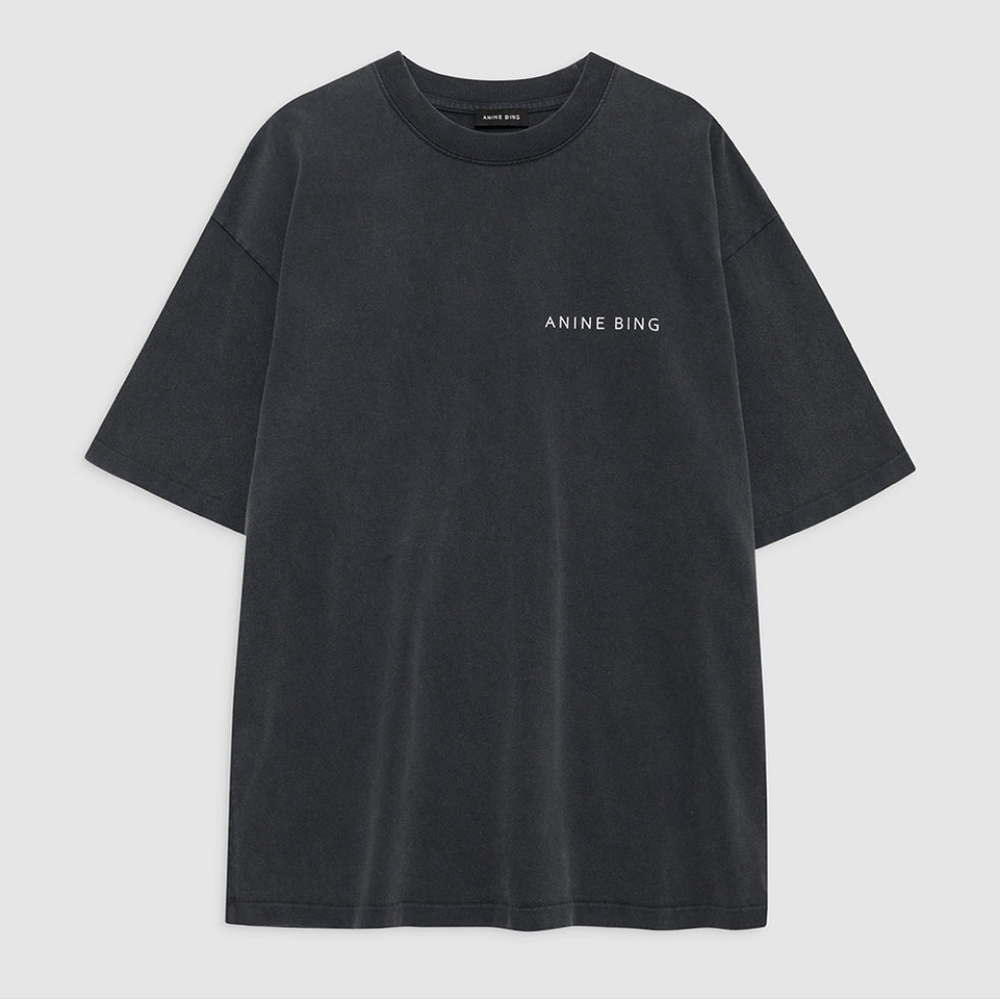 Anine Bing Kent Tee Twisted Snake in Washed Charcoal
